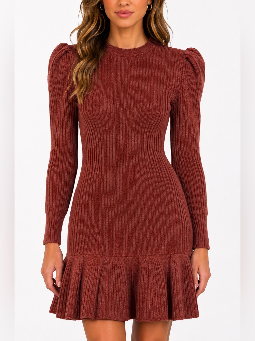 Love, Whit by Whitney Port Rust Knit Sweater Dress Size Large EUC Fits Size 10